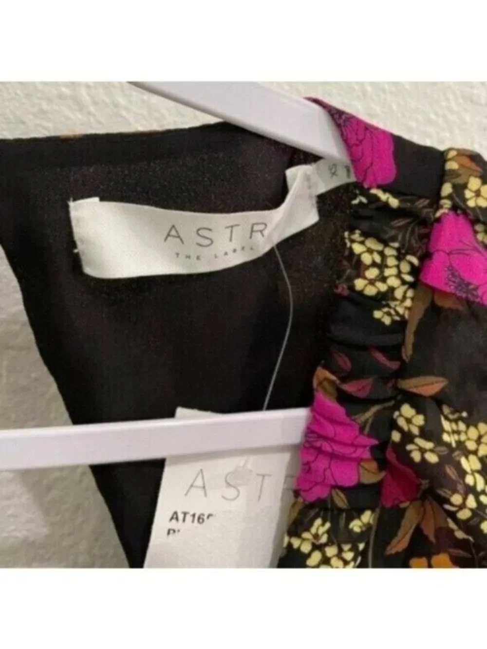 Astr Dark Floral Ruched Blouse Feminine Whimsigoth Open Back